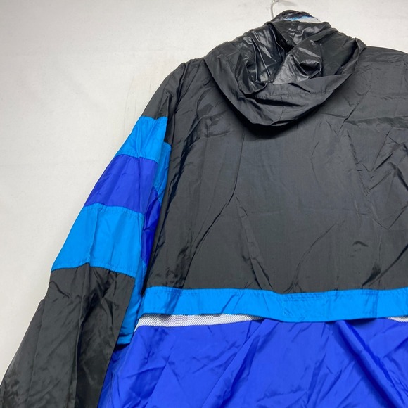 VTG Cheetah Windbreaker Jacket Men XL Blue BlackMesh Lined Hooded Long Sleeve - Picture 14 of 15